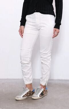 Nili Lotan Cropped Military Pants Eggshell Cream Stretch Cotton Ankle Zip Sz 4